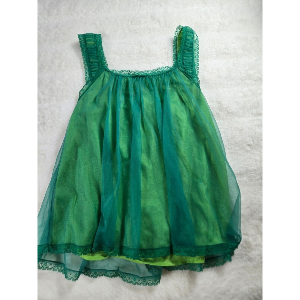 90s Y2K Victoria's Secret Sexy Little Things Green Lace Babydoll Ligerie Set S - Picture 11 of 15